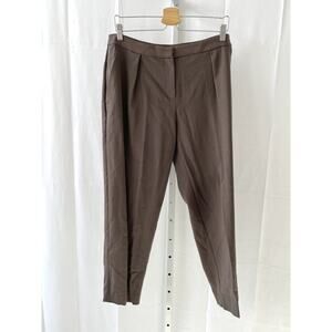 EILEEN FISHER Pleated Ankle Pants in Drapey Tencel Stretch Knit Brown Size 12